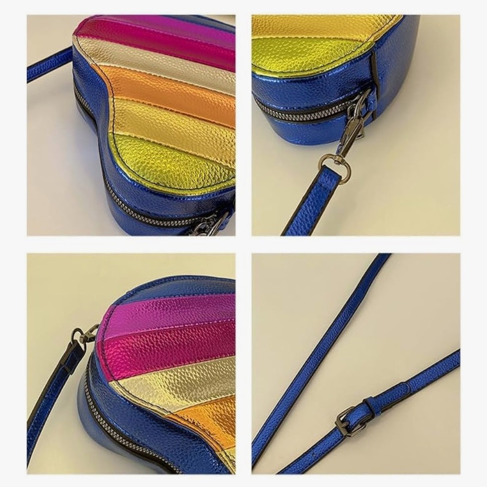🆕Rainbow Patchwork Heart- shaped shoulder crossb… - image 2